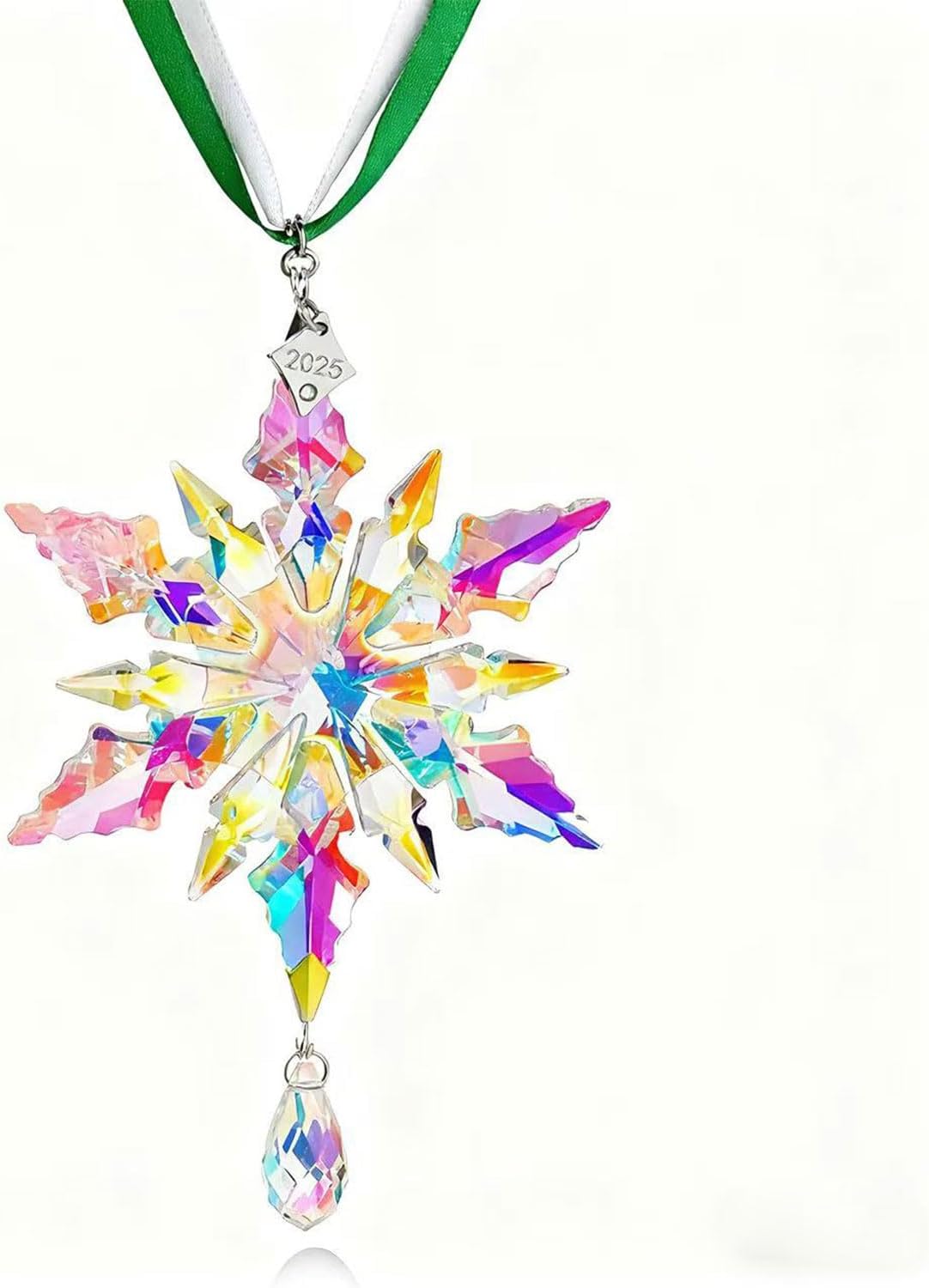 2025 Annual Christmas Ornaments Crystal Snowflake Star Decor