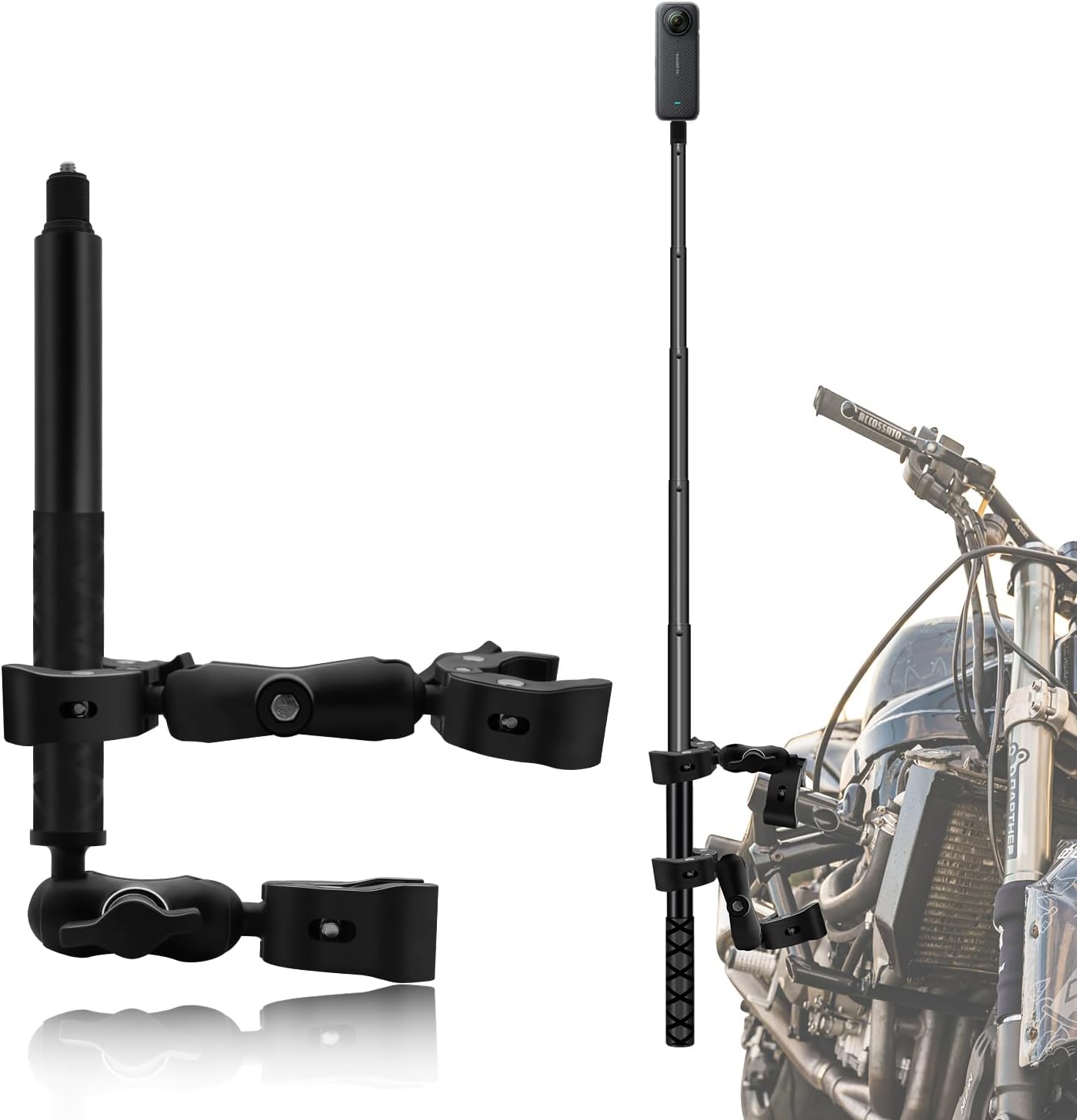 Motorcycle Mount Kit with 47in Invisible Selfie Stick for Insta360