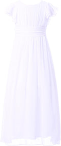 Long Junior Bridesmaid Dress for Girls - Lightweight Mesh & Chiffon