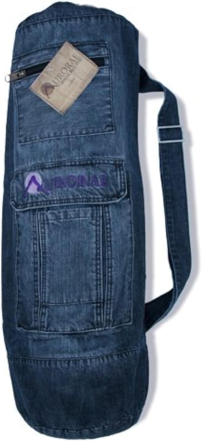 AURORAE Extra Large Denim Yoga Mat Bag for On-the-Go Fitness