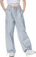 Rolanko Parachute Pants for Girls Y2K Cargo Trousers - Lightweight