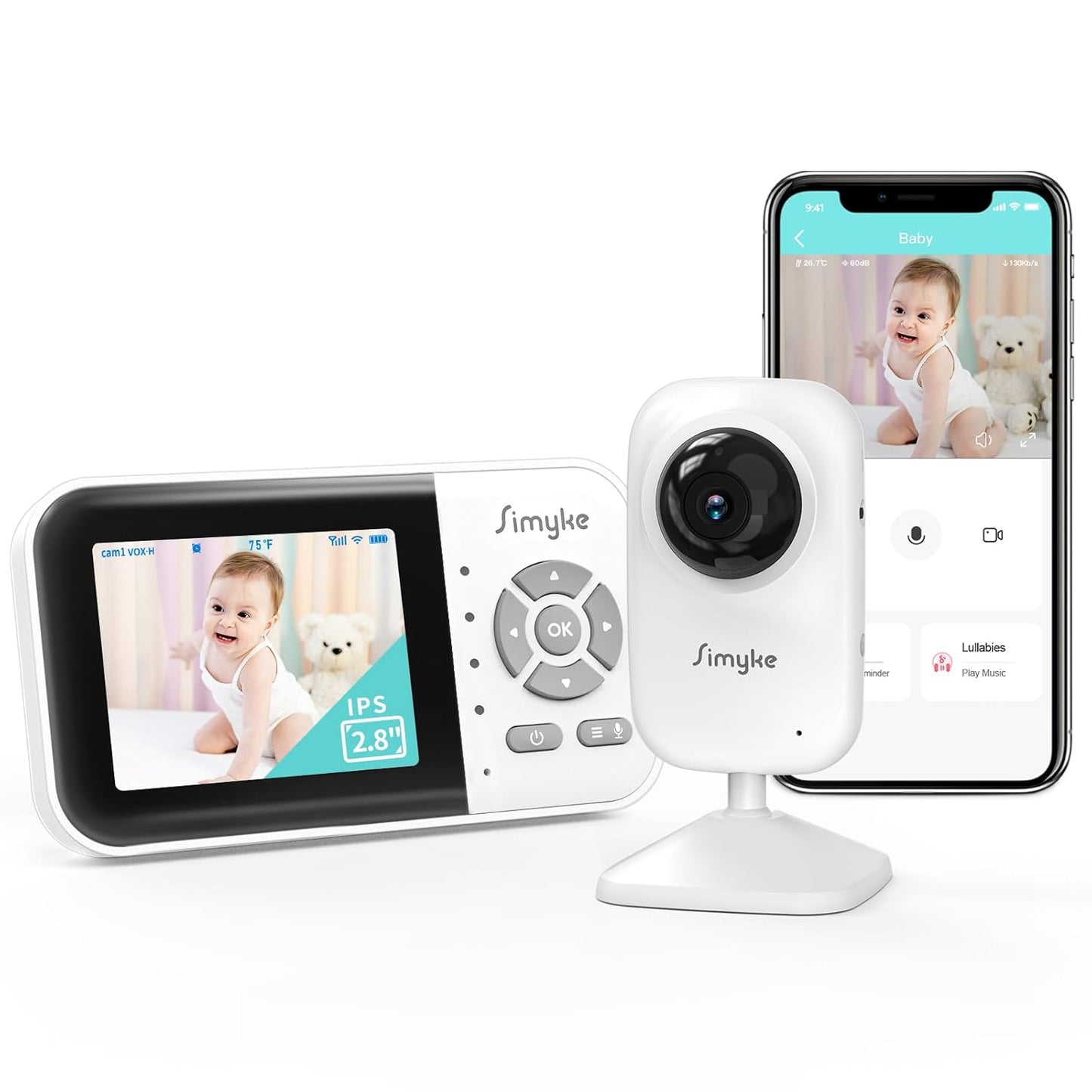 Simyke WiFi Baby Monitor - Long Range, 2-Way Talk