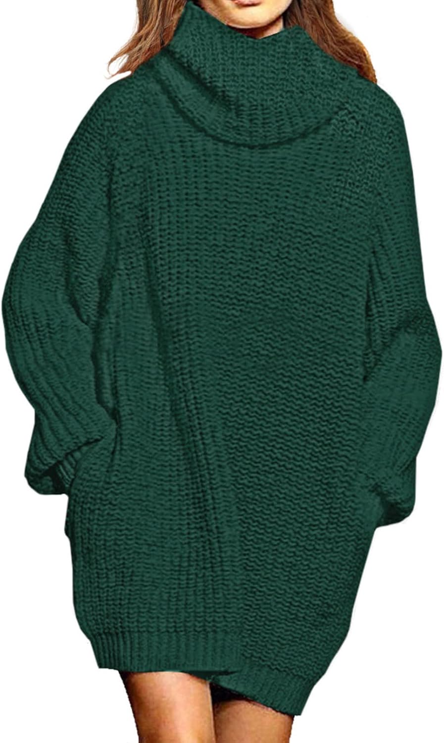 Pink Queen Women's Oversize Turtleneck Sweater Dress for All Seasons