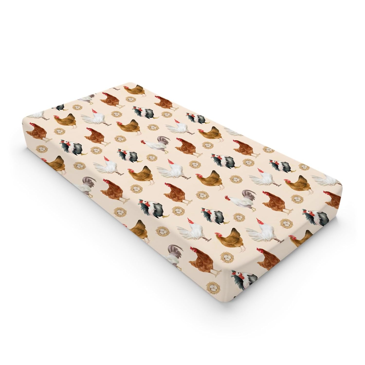 Watercolor Farm Birds Changing Pad Cover