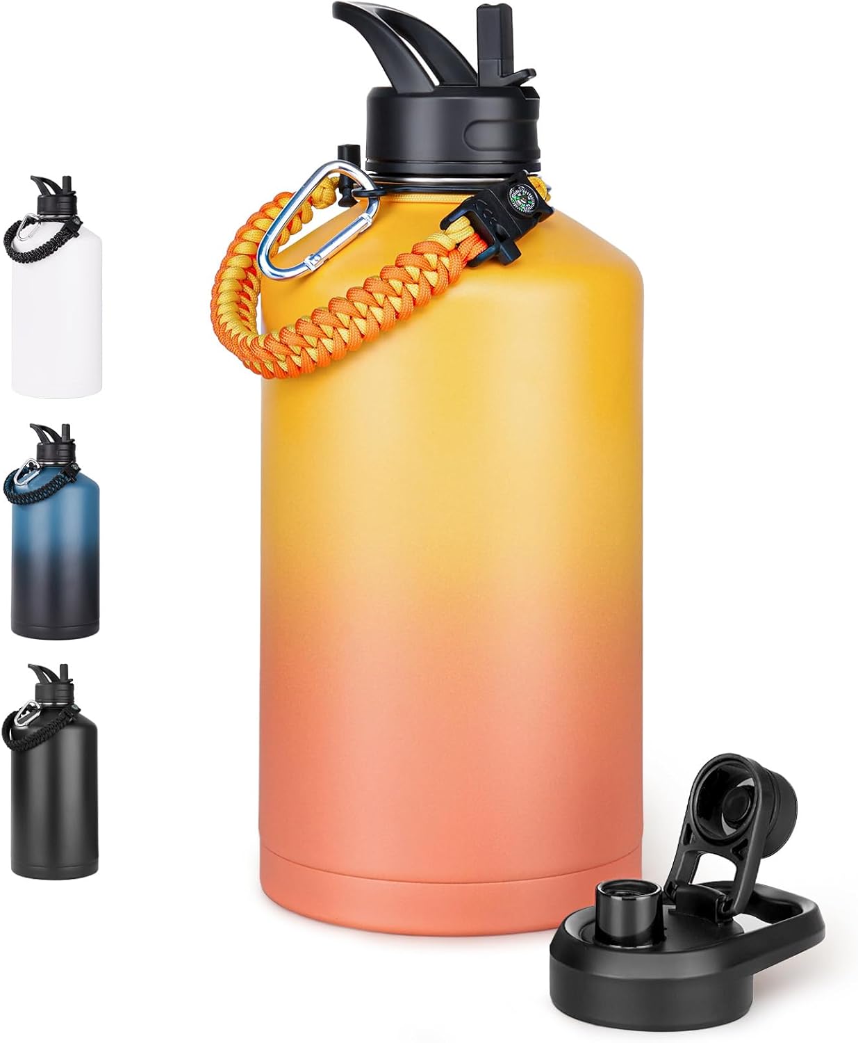 Gallon Water Bottle with 2 Lids for Sports and Outdoors