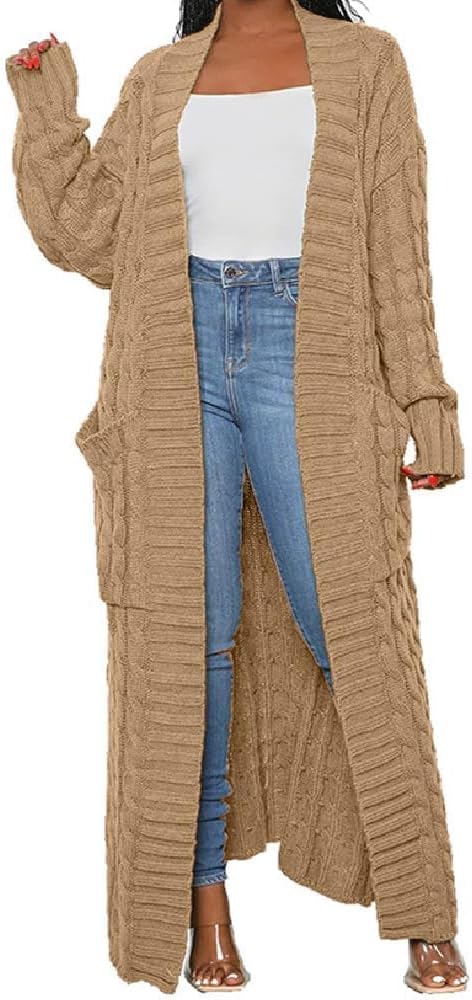 Stylish Cable Knit Cardigan with 2-Pockets for Women