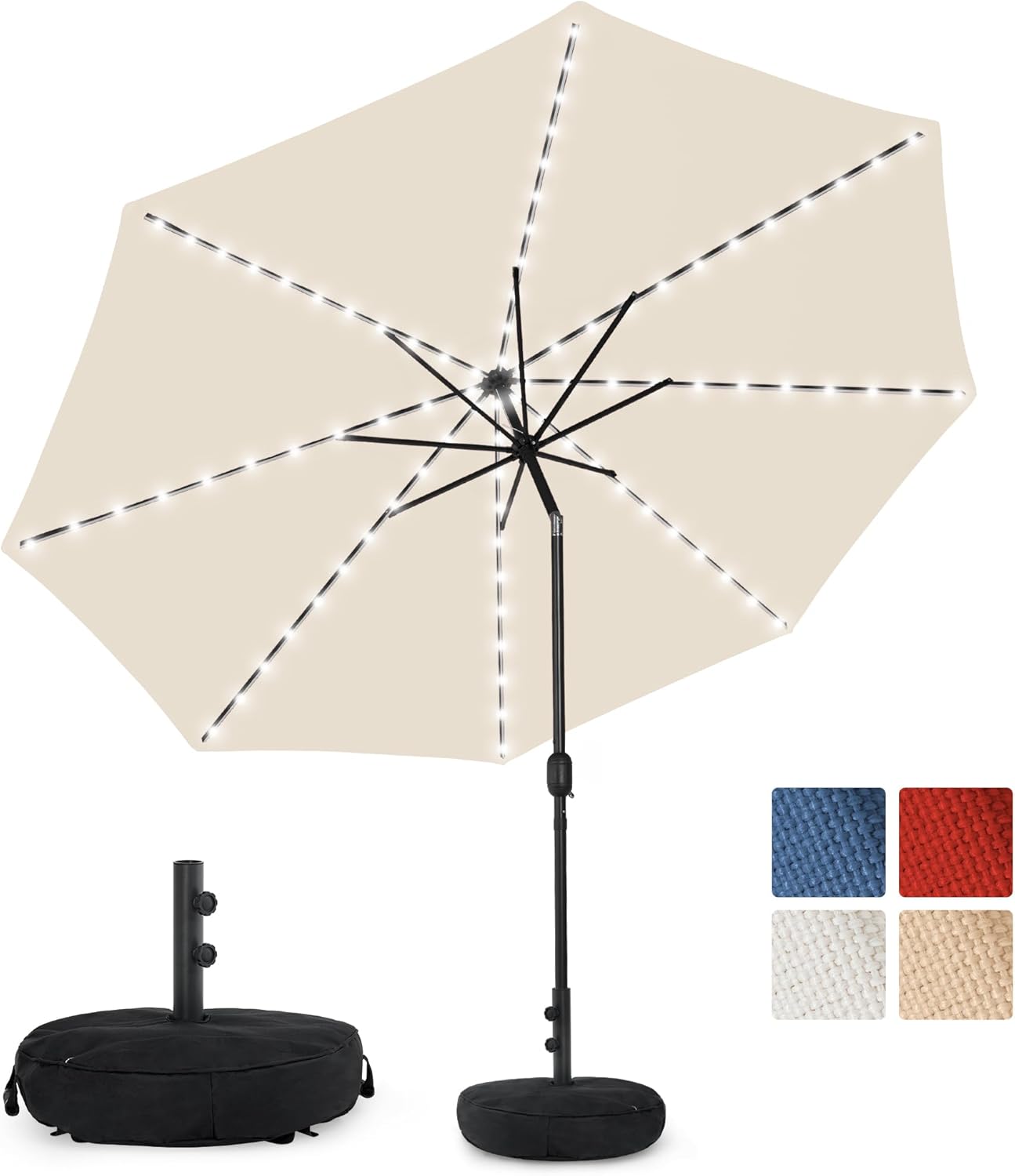 Sundale Outdoor 10FT Solar Patio Umbrella with LED Lights