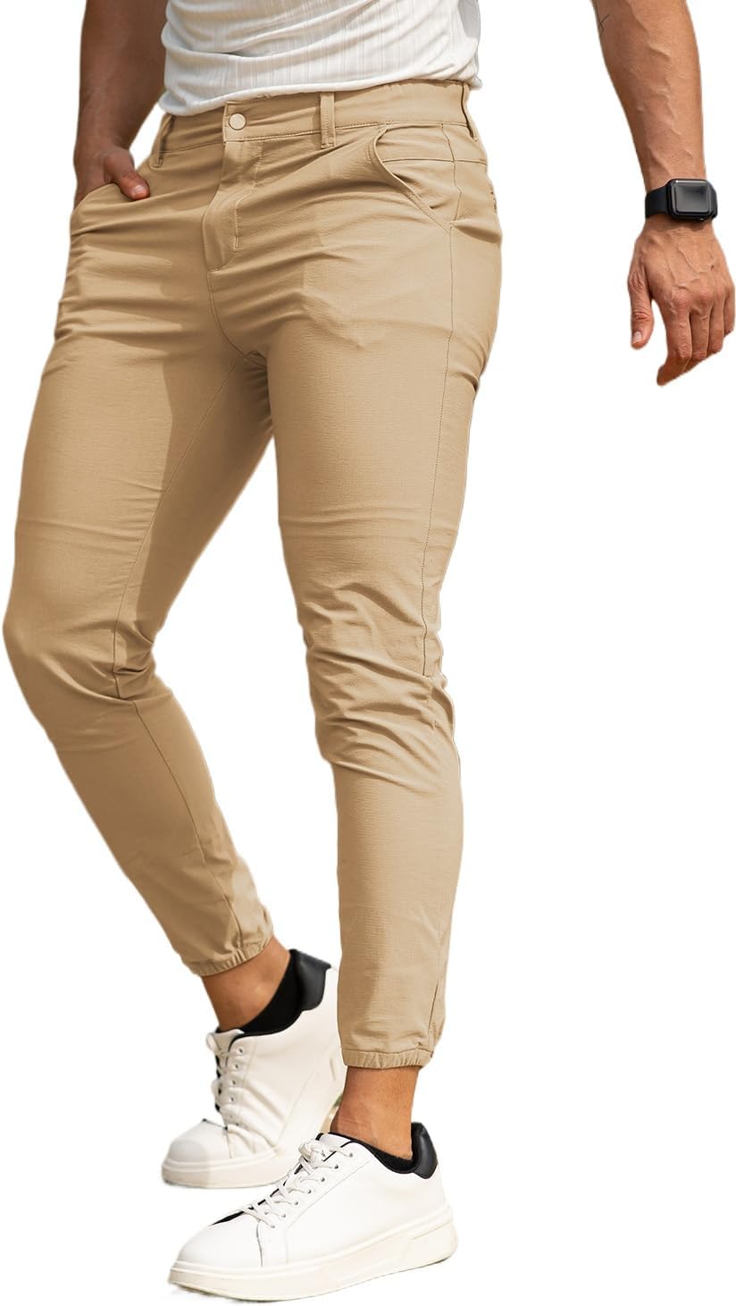 Men's 4-Way Stretch Slim Tapered Fit Golf Joggers for Comfort