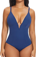 Deep V Neck Bodysuit for Women Tummy Control - Backless Thong