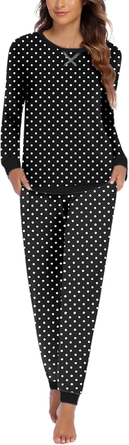 Ekouaer Pajamas for Women Comfy Long Sleeve Jogger Set with Pockets