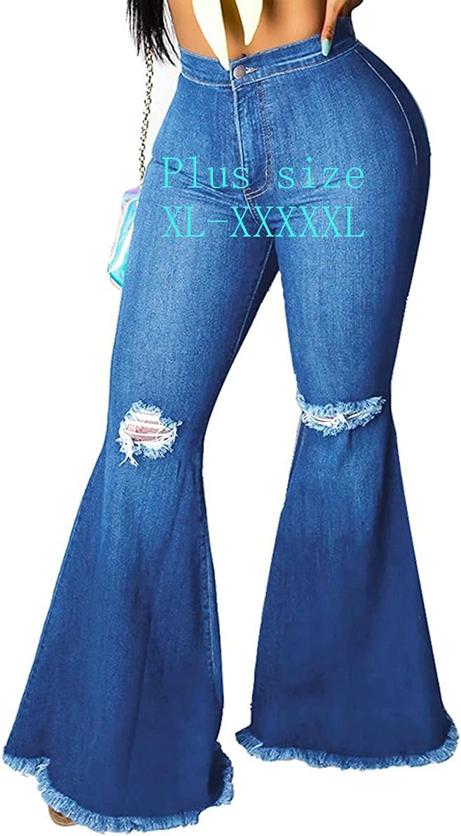 Plus Size Bell Bottom Jeans for Women - Classic Flared Denim