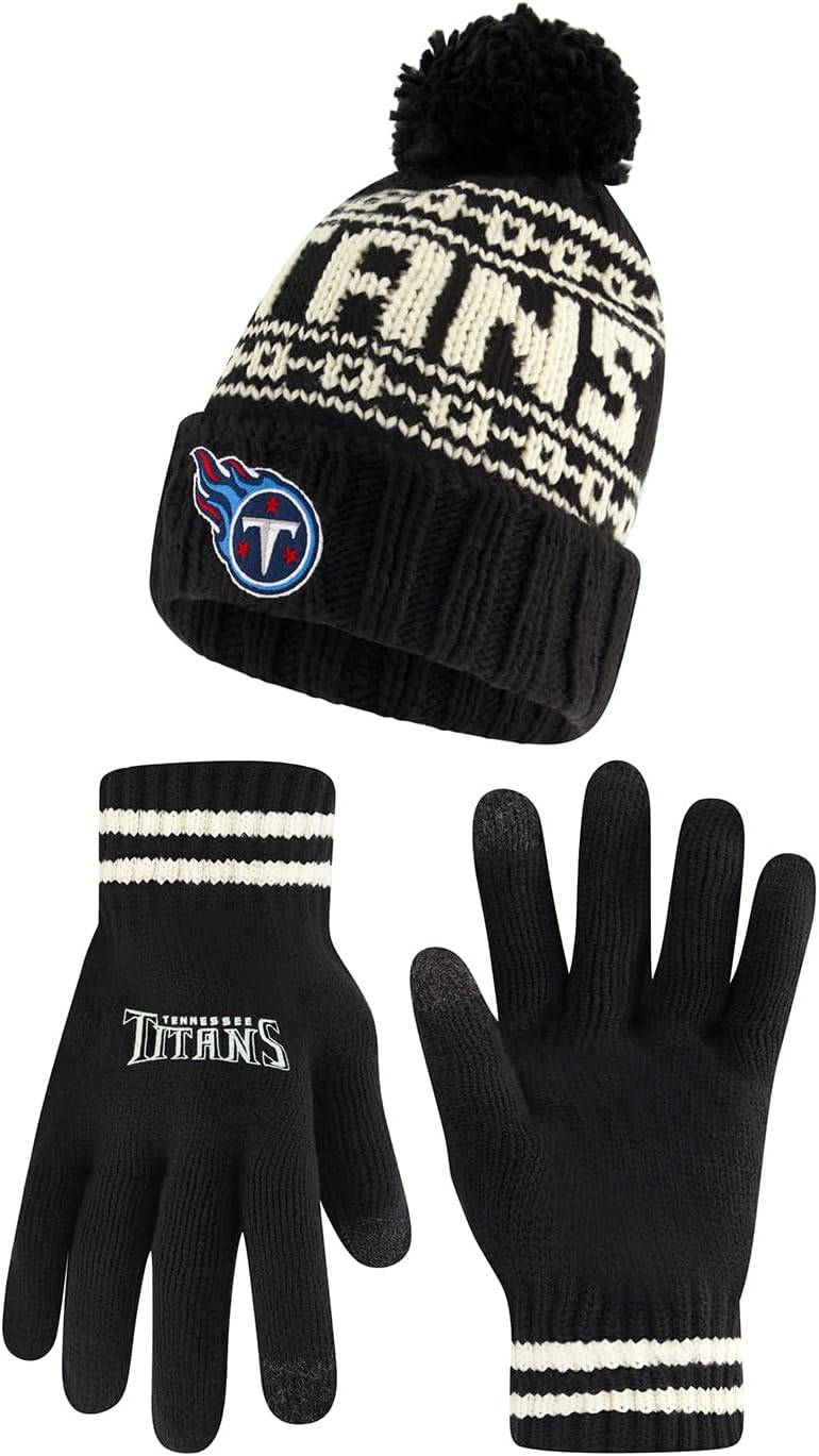 Ultra Game NFL Official Super Soft Cable Knit Beanie & Gloves