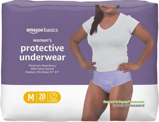 Basics Women's Incontinence Underwear, Maximum Absorbency, 20 Count