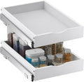 2 Set Pull Out Tray Cabinet Organizer White 15in x 21in - Smooth Slide