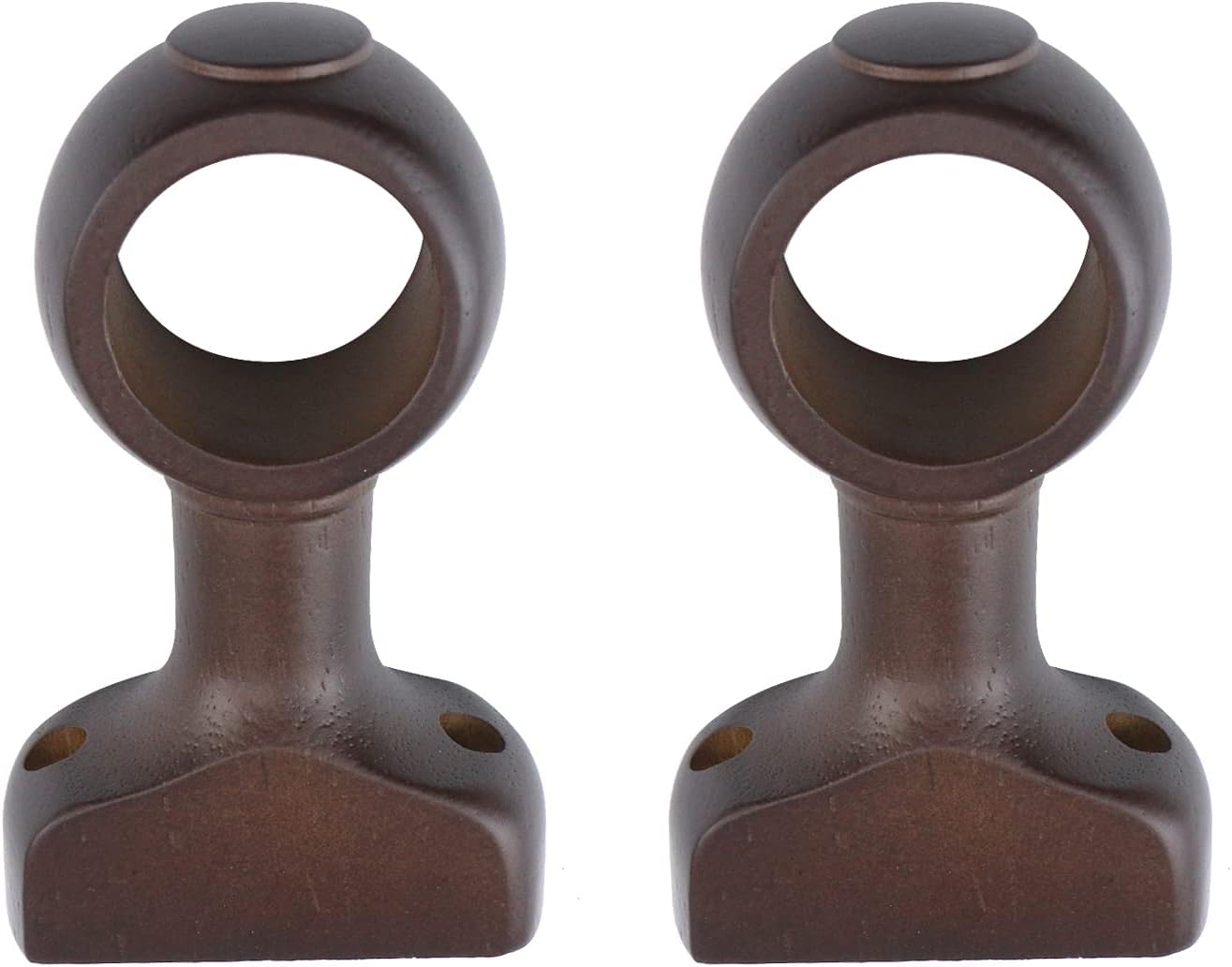 HEVSTIL 2-Pack Dark Brown Wood Curtain Rod Holder - Sturdy Bracket for 1-2/5 Pole