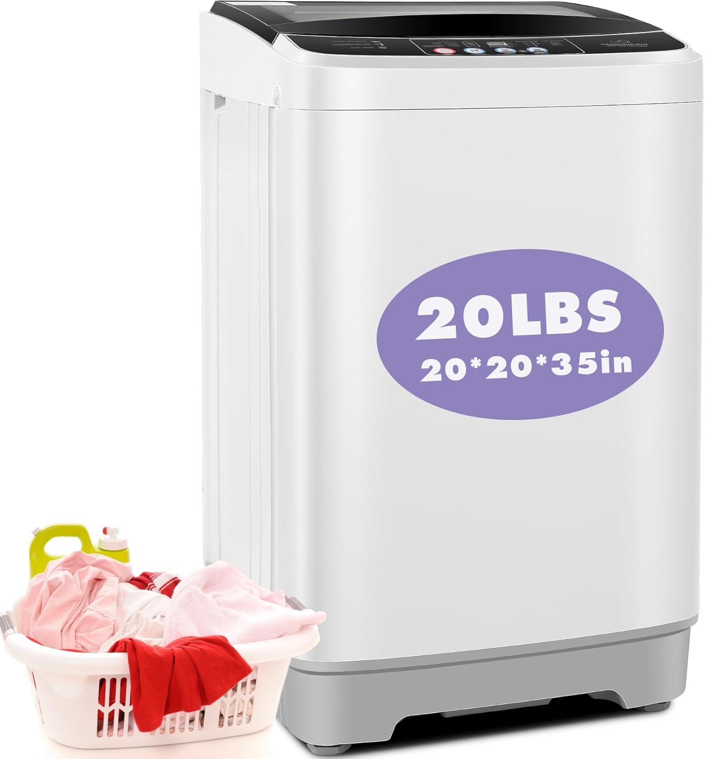 Compact 20Lbs Portable Washer/Dryer Combo - 10 Programs, 8 Water Levels