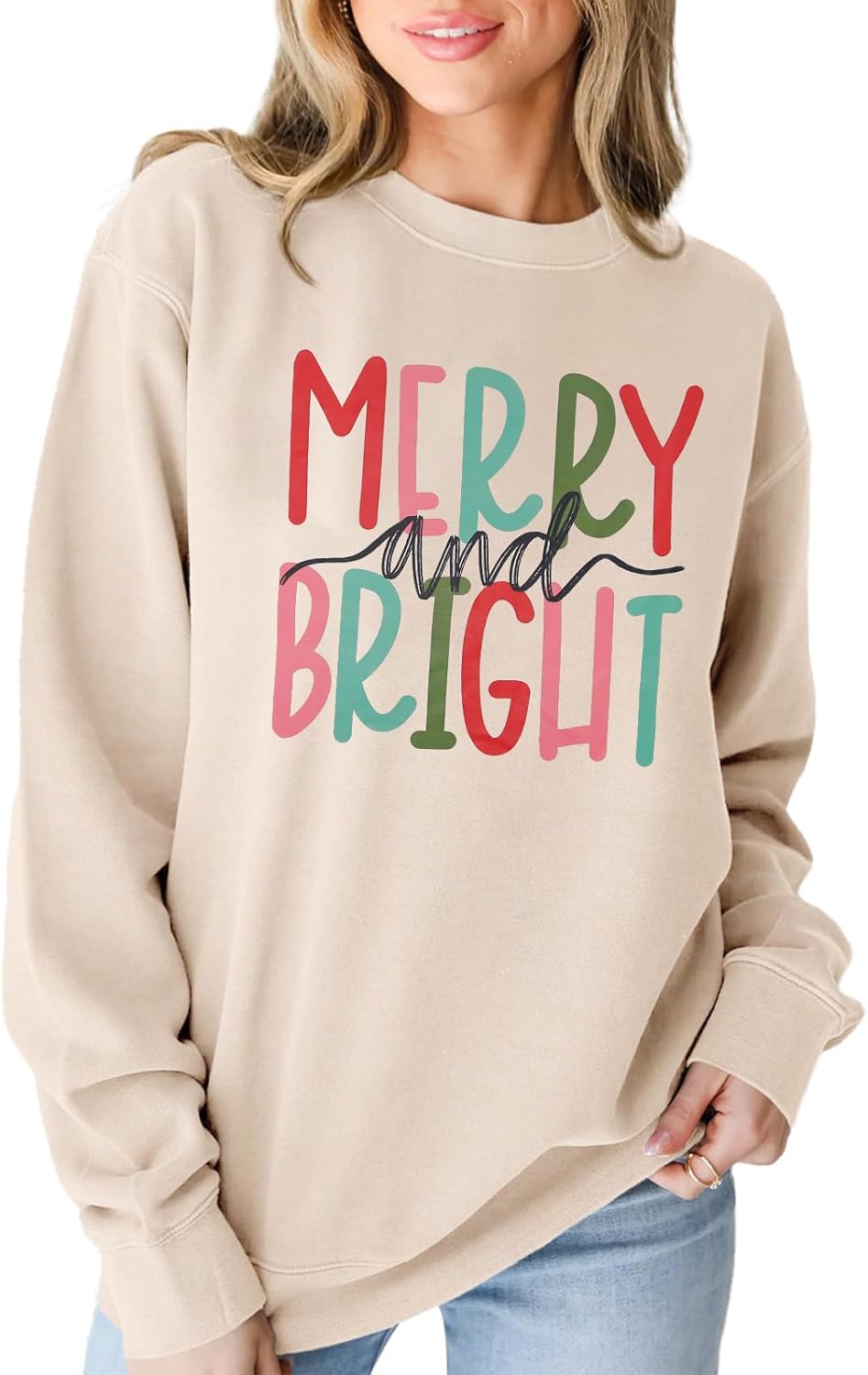 Merry & Bright Retro Christmas Sweatshirt - SOMOQI