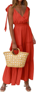 PRETTYGARDEN Women's Cross Neck Tiered Maxi Dress - Flattering Smocked