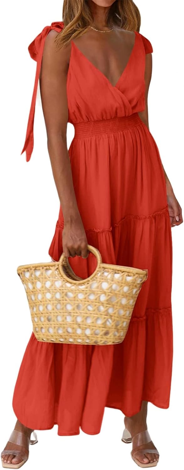 PRETTYGARDEN Women's Cross Neck Sleeveless Maxi Dress for Summer