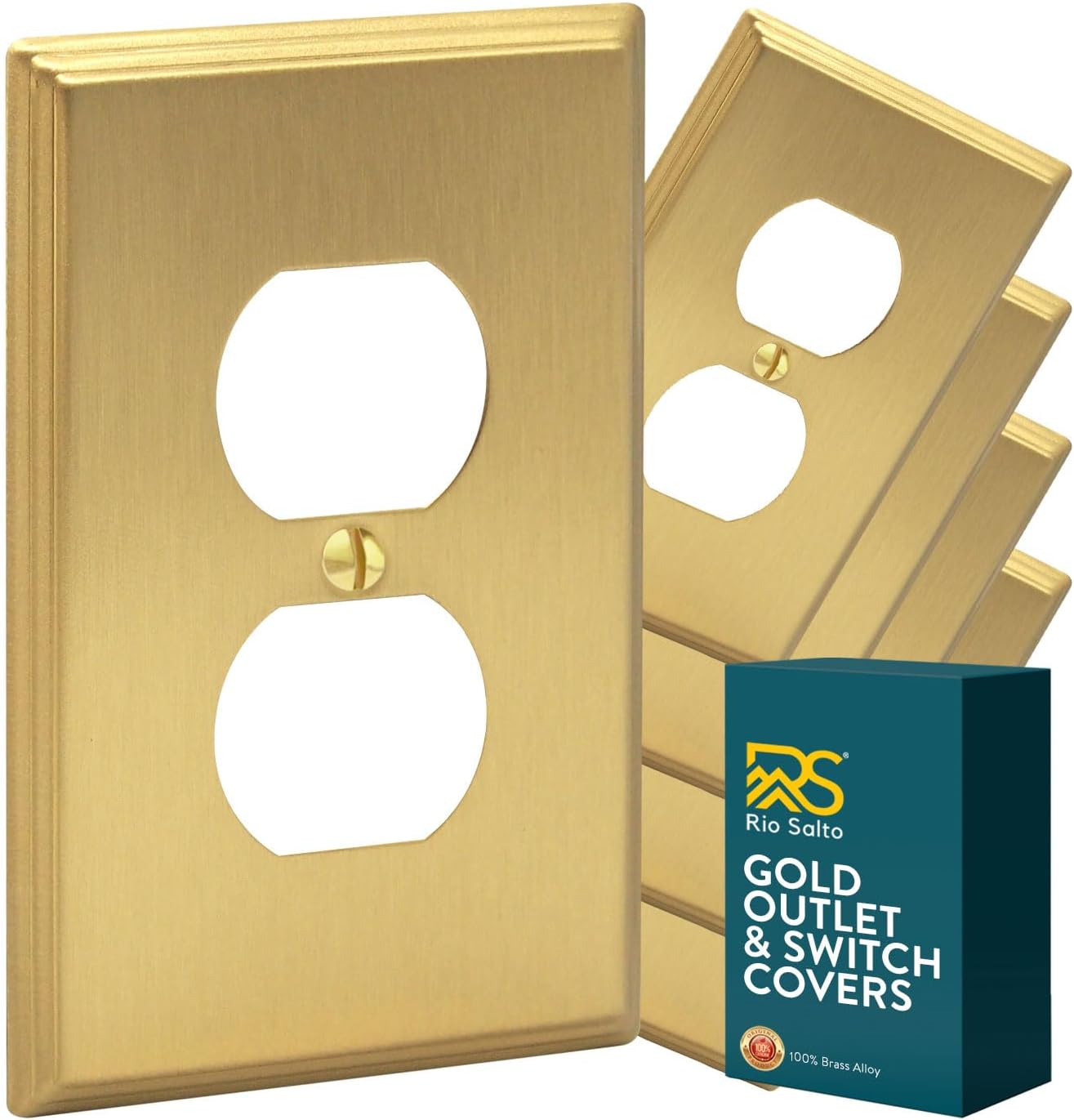 Midsize Duplex 1-Gang Light Switch Cover in Brushed Brass