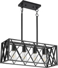 KEESFU Black Farmhouse Kitchen Island Lighting - Adjustable 4-Light