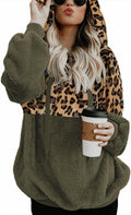Women Casual Double Fuzzy Zip Pullover Hoodie - Oversize Cozy Fit