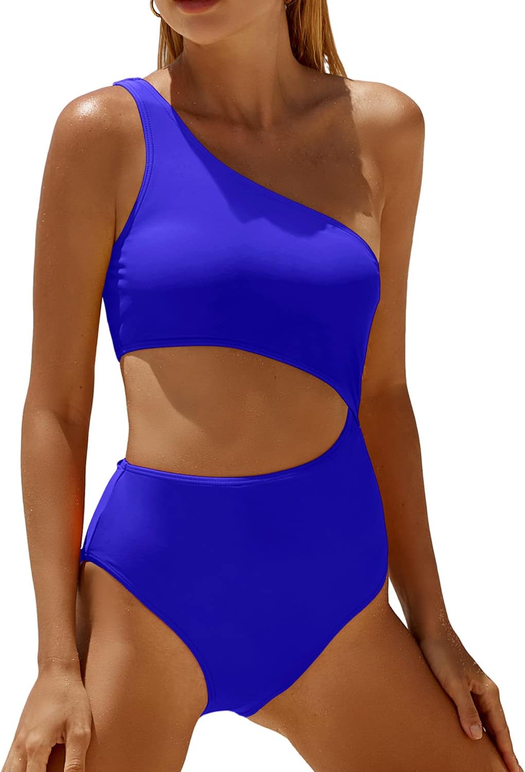 Stylish One Piece Swimsuit for Women - One Shoulder Design
