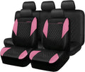 Pink Quilted Leather Car Seat Covers Full Set - Stylish Protection