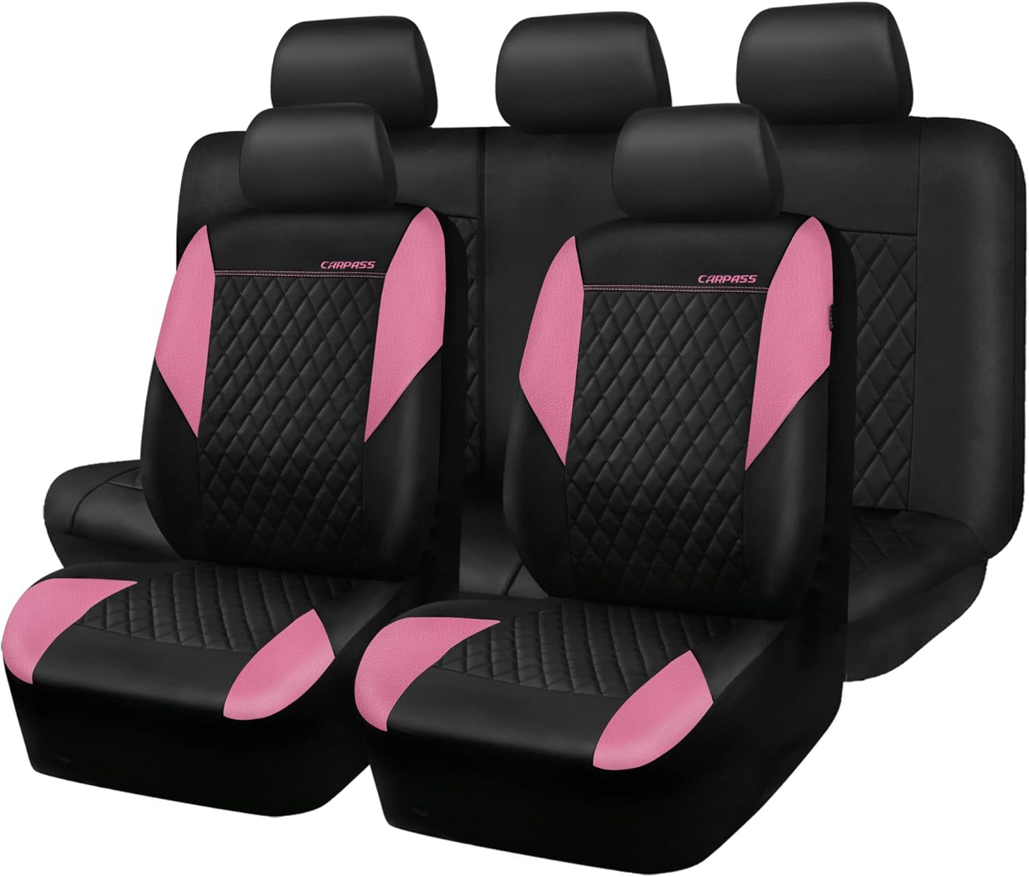 CAR PASS Pink Leather Seat Covers for Stylish and Safe Driving