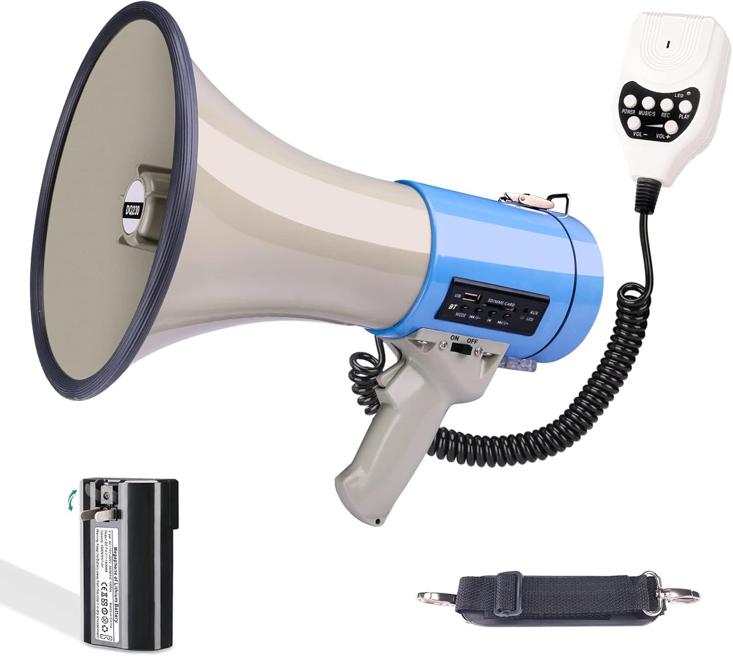 50 Watt Bluetooth Megaphone Bullhorn Speaker for Outdoor Use