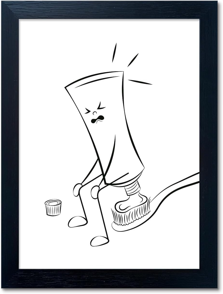 Funny Bathroom Wall Decor - Black Framed Toilet Art Print
