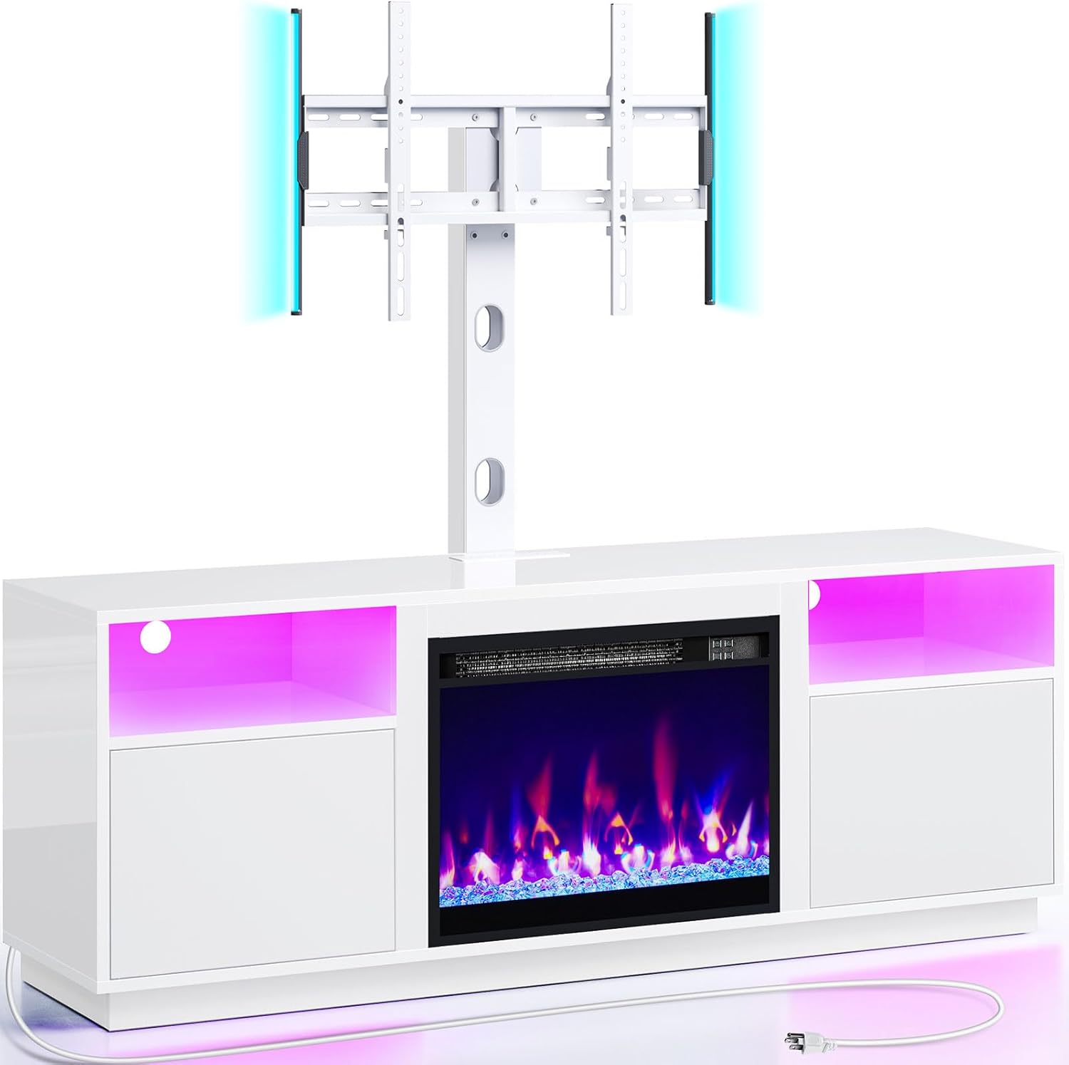 Rolanstar Fireplace TV Stand with LED Lights and Power Outlets