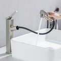 Single Hole Bathroom Pull Out Faucet with Rotating Spout - Modern Pull