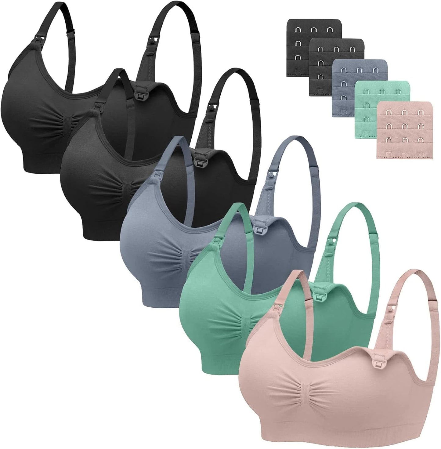 Angelhood Nursing Bra 5 Pack for Maternity and Breastfeeding