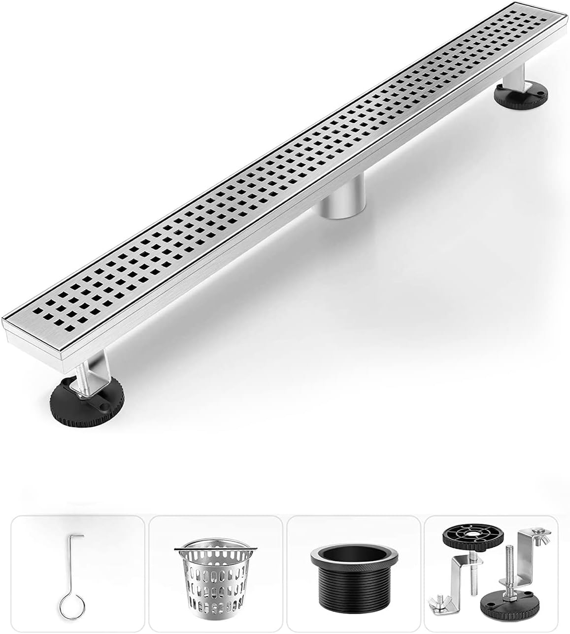 Linear Shower Drain 28 Inch Brushed Nickel Stainless Steel Design