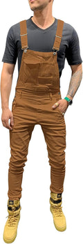 LONGBIDA Men's Denim Bib Overalls Slim Fit Jumpsuit (Style HTYK)