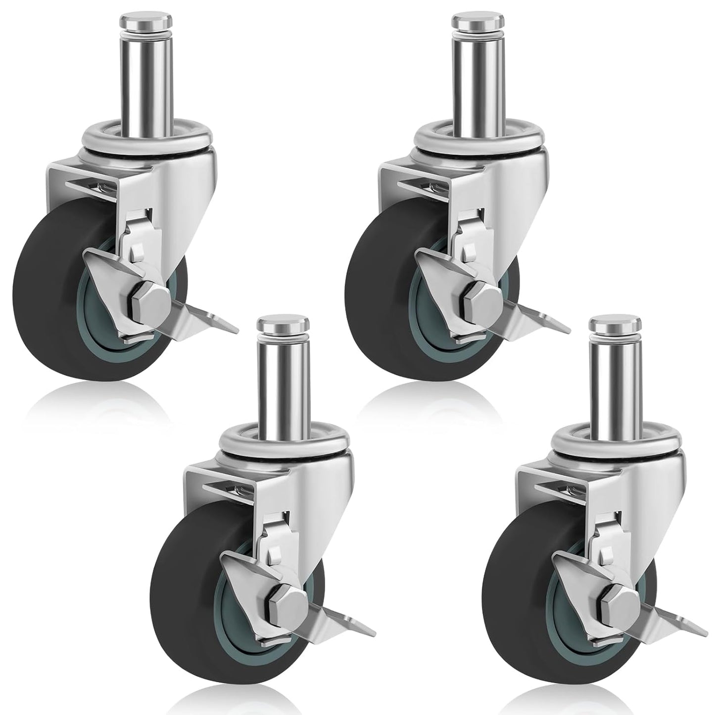 3 inches Heavy Duty Casters for Wire Shelving Racks - Set of 4