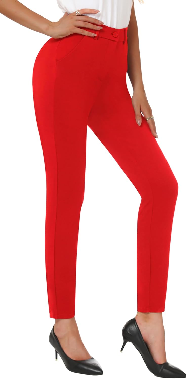 Women's High Waist Skinny Comfy Stretchy Work Pants with Pockets