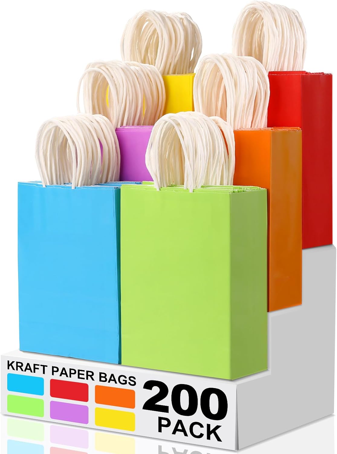 200Pcs Paper Gift Bags for Kids Birthday and Baby Shower Crafts