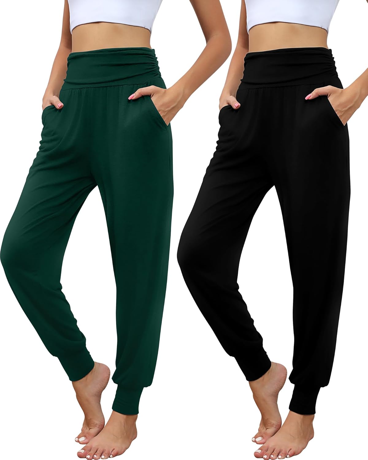 2 Pack Women's Yoga Joggers for Comfy Casual Wear and Relaxation