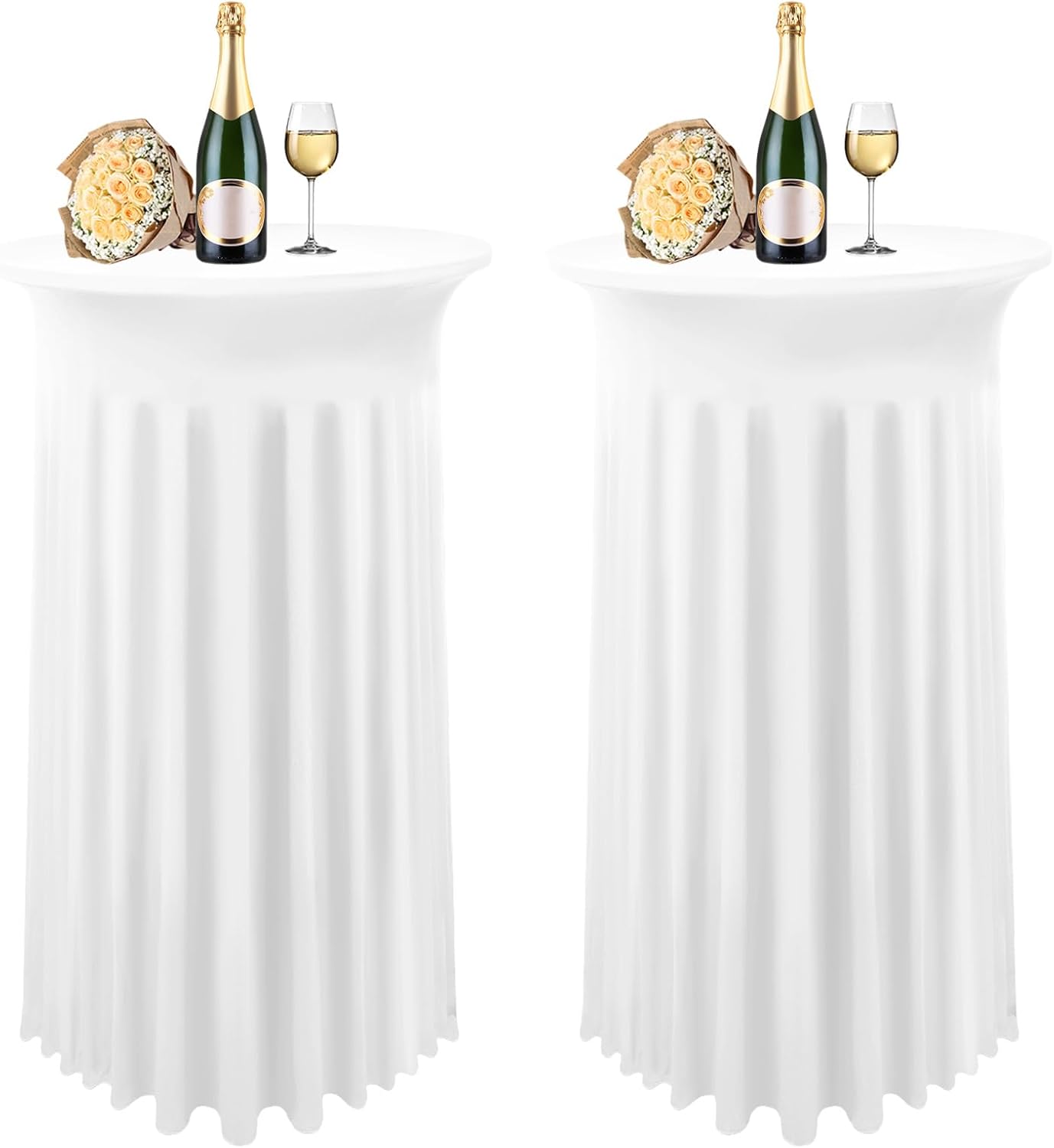 Spandex Stretch White Round Tablecloth with Skirt for Events