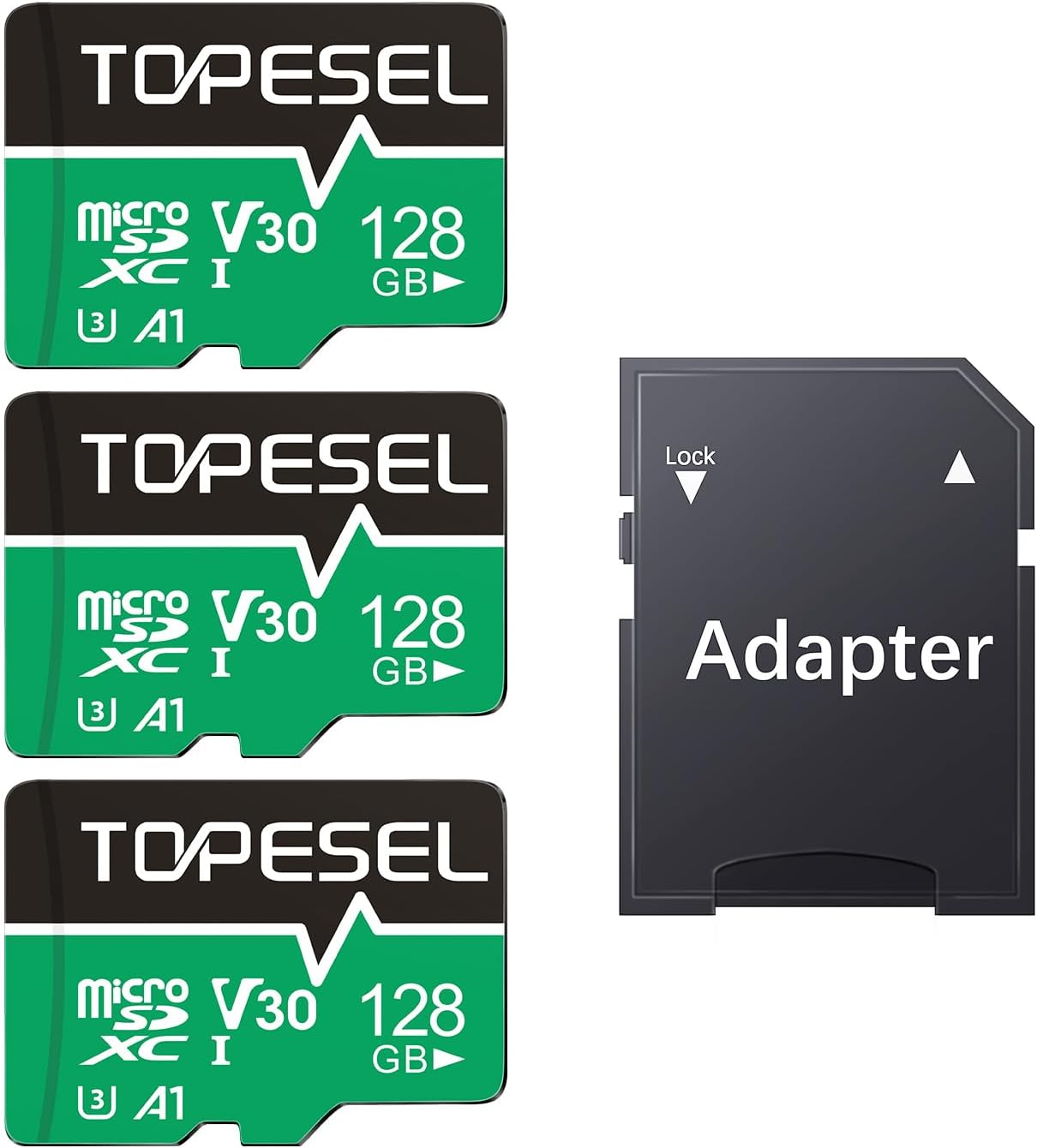 TOPESEL 128GB Micro SD Card 4K Recording - 3 Pack