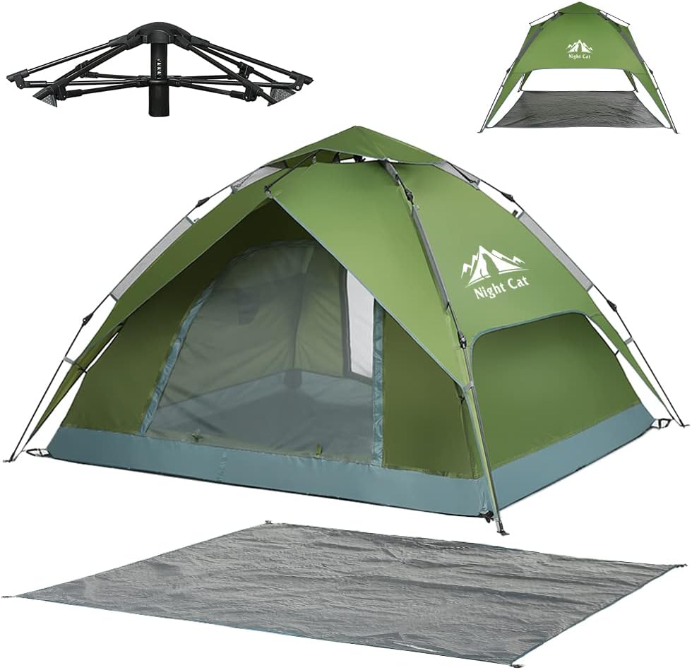 Night Cat Instant Popup Tents for 2-3 Persons with Footprint Tarp