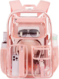 Pink See Through Backpack For Women - Durable Clear BookBag