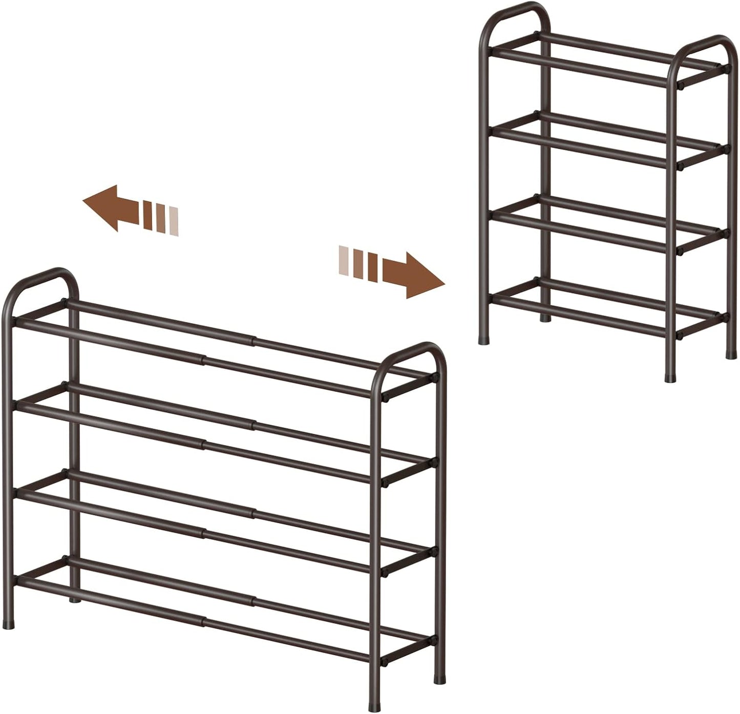 Expandable 4-Tier Shoe Rack for Entryway and Closet Storage