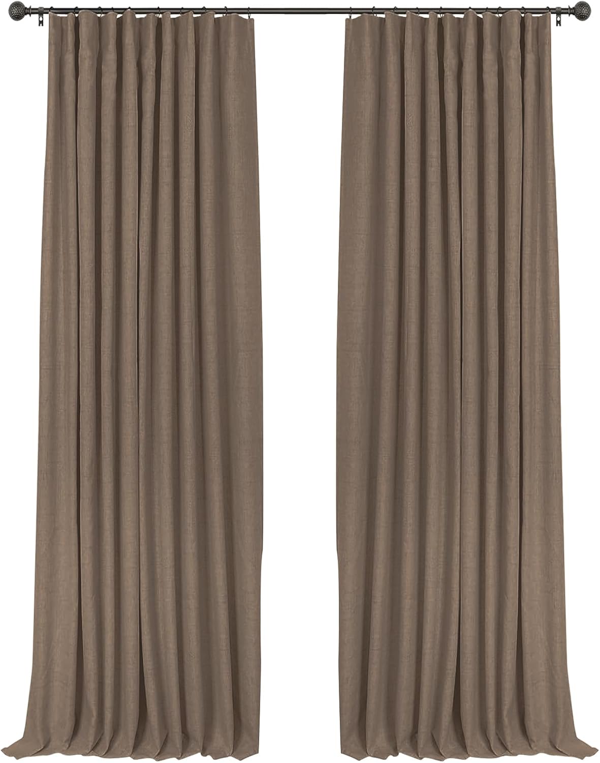 100% Blackout Curtains for Bedroom & Living Room - Linen Brown