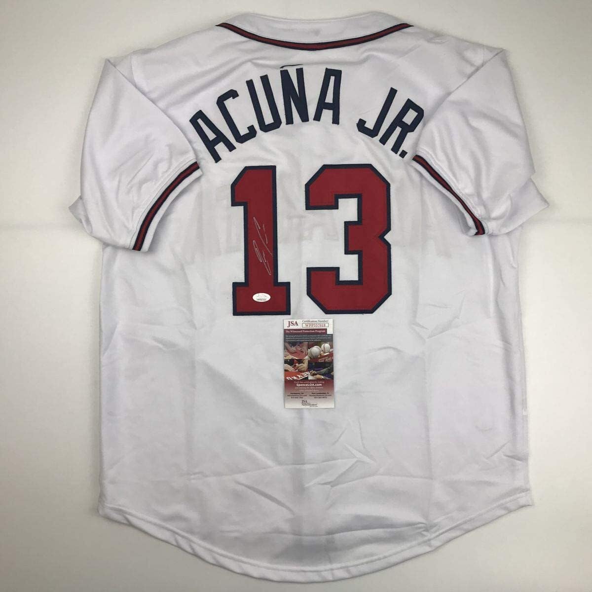 Autographed Ronald Acuna Jr. Atlanta White Baseball Jersey
