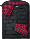 Double Sleeping Bag Flannel for Adults - XXL Queen Size Two Person Bag