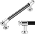 5 in Black and Chrome Cabinet Pulls 10 Pack - Solid Metal Handles