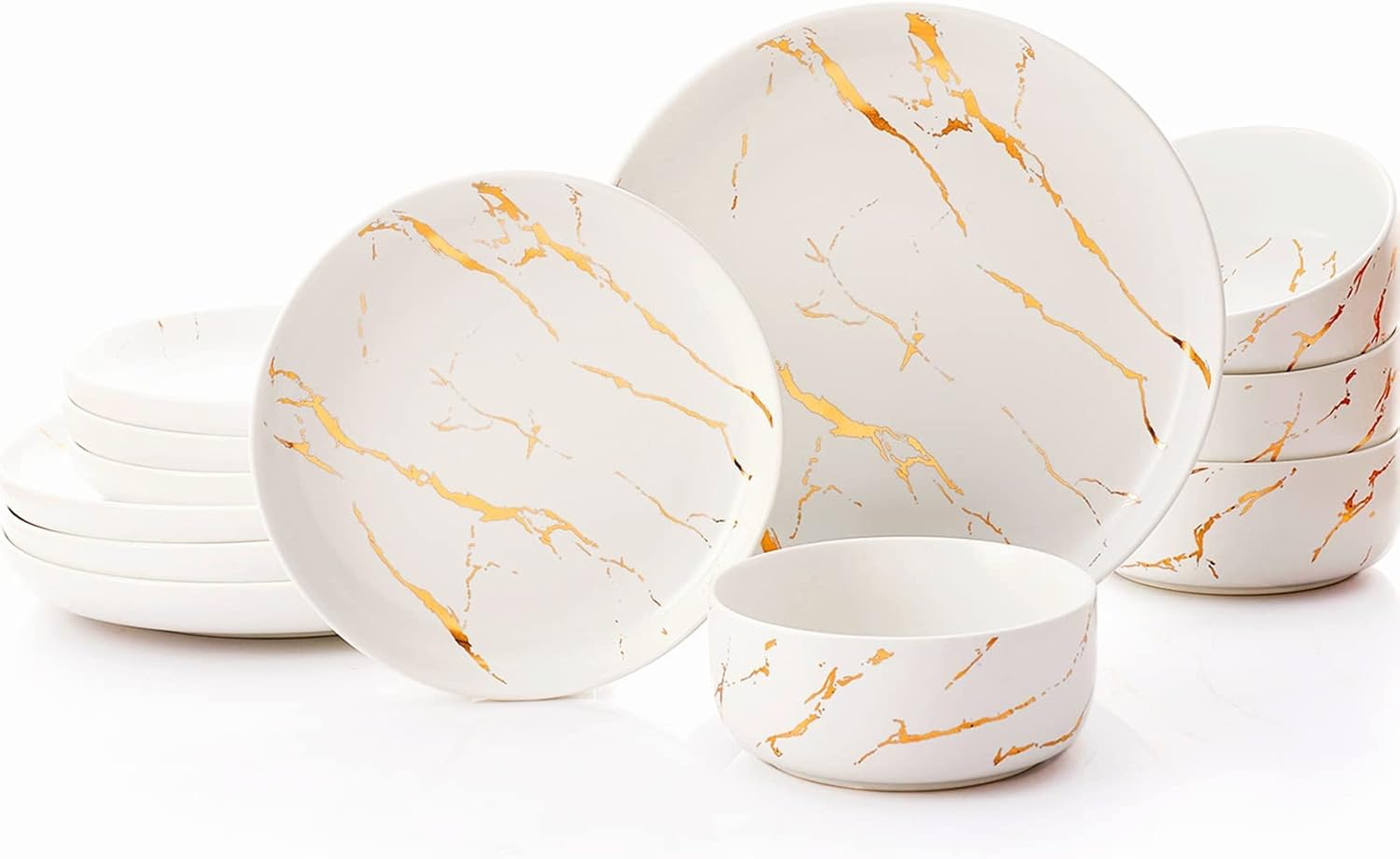 White Gold Splash Dinnerware Sets for Elegant Dining Experience